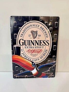 Guinness Extra Stout Toucan Metal Sign Black & Red